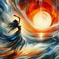 A Woman's Silhouette in Waves of Color