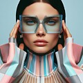 Discover Fashion Forward - Woman in Futuristic Sunglasses and High-neck Pastel Garment