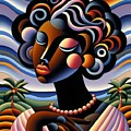 Flowing Beauty - The Harmonious Blend of Nature and Geometry in Vibrant Portrait
